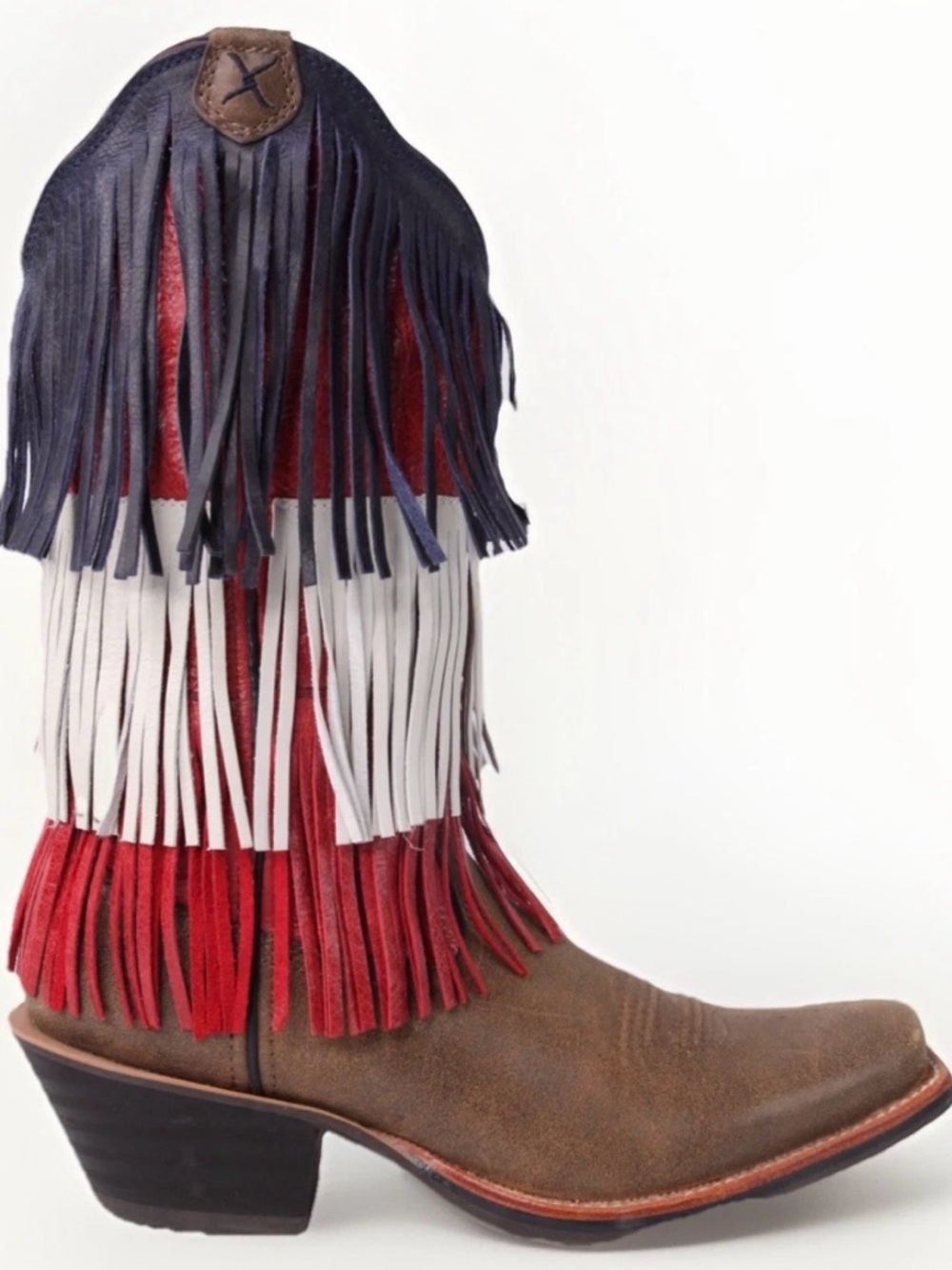 Twisted X Ruff Stock Red White & Blue Fringe Cowboy Boots